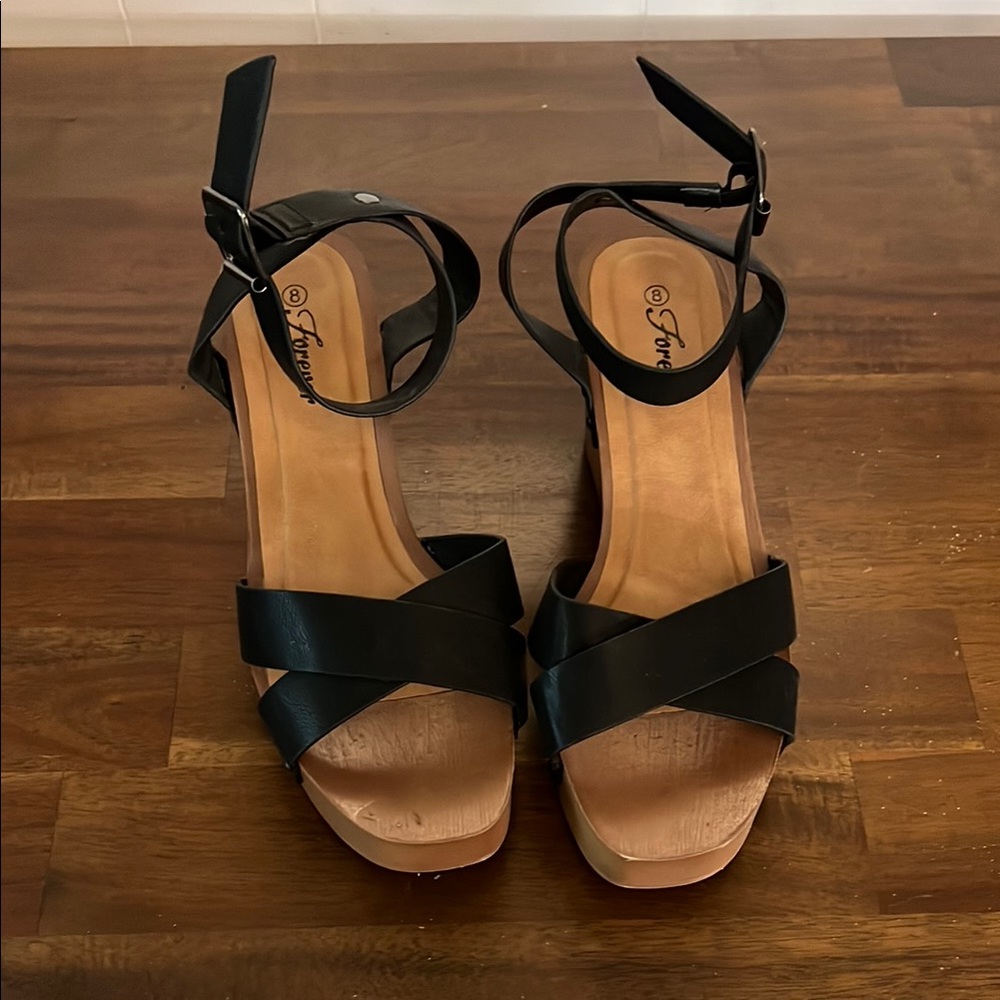 FIONI Clothing Black Wedge Sandals